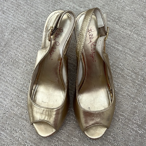 Lilly Pulitzer Kristen gold wedge size 7 - Picture 3 of 11
